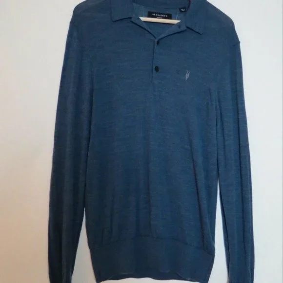 All Saints LS Merino Polo Sweater M - Picture 2 of 5